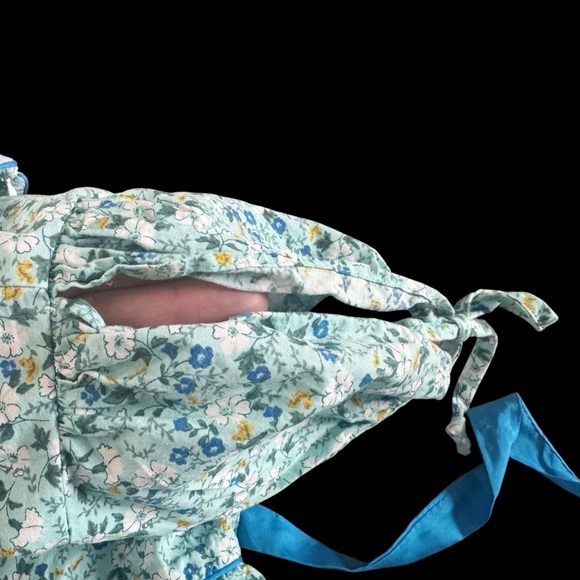 Vintage girls dress spring summer Floral Blue Green Dress sz 6 7 1014 - Picture 6 of 13